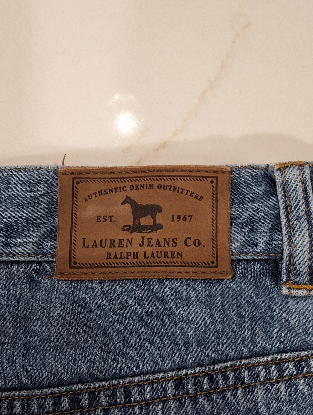 LRL Ralph Lauren Jeans Co~Womens VTG Denim Blue Skirt~Knee Length Western~18W - Picture 4 of 8